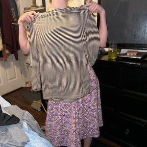 cream and black striped long sleeve shirt size 16